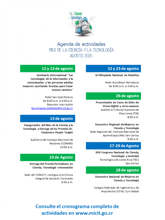 Agenda Actividades Mes de la Ciencia y la Tecnología (3-8-15)